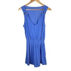 Becca Breezy Basics Ring-Trim Swim Cover-Up Dress Size Large Blue